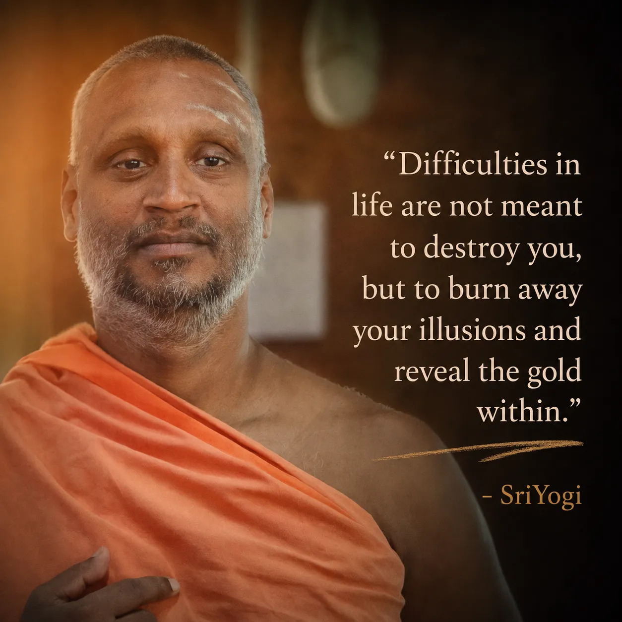 Difficulties in life are not meant to destroy you, but to burn away your illusions and reveal the gold within. — Sri Yogi