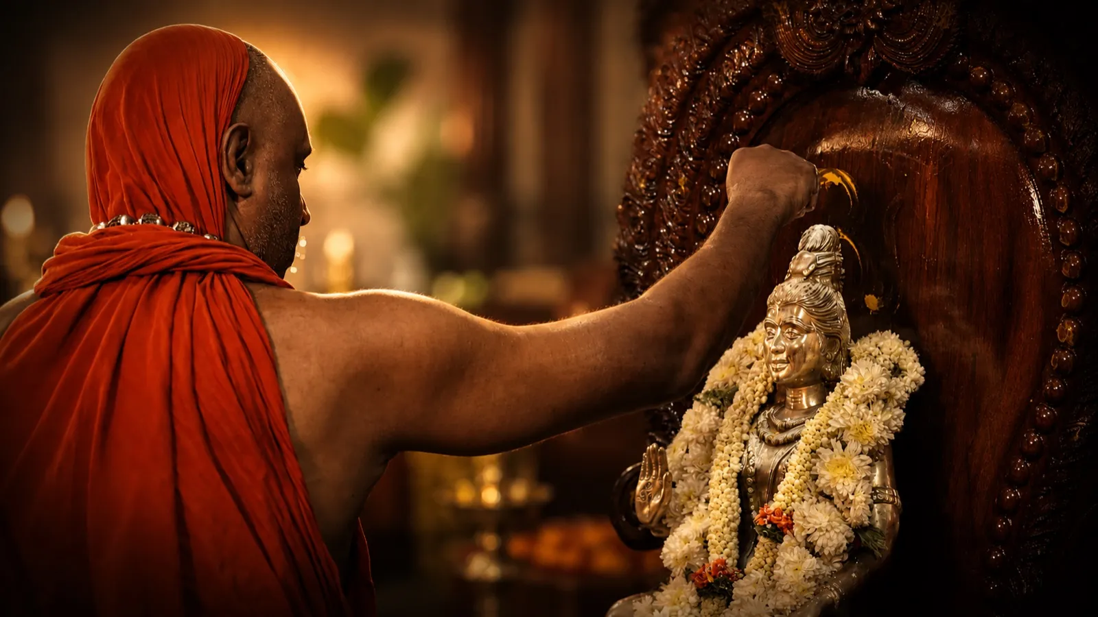 Sri Yogi Guruji performing abhisheka to Lord Shiva