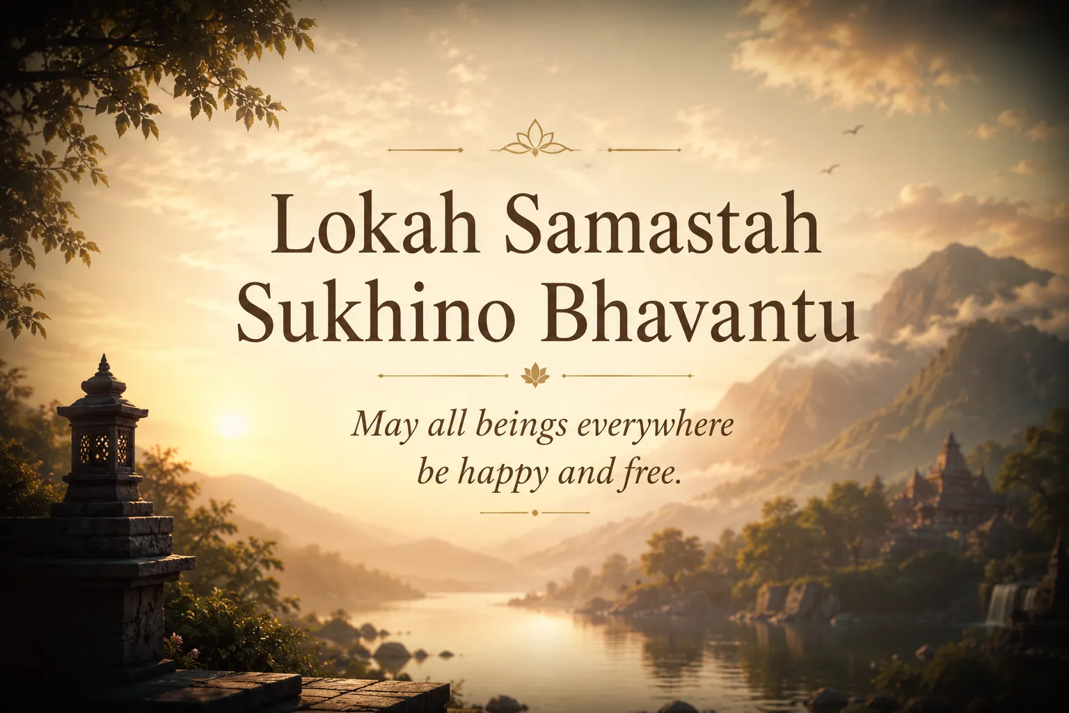 Lokah Samastah Sukhino Bhavantu — May all beings everywhere be happy and free.